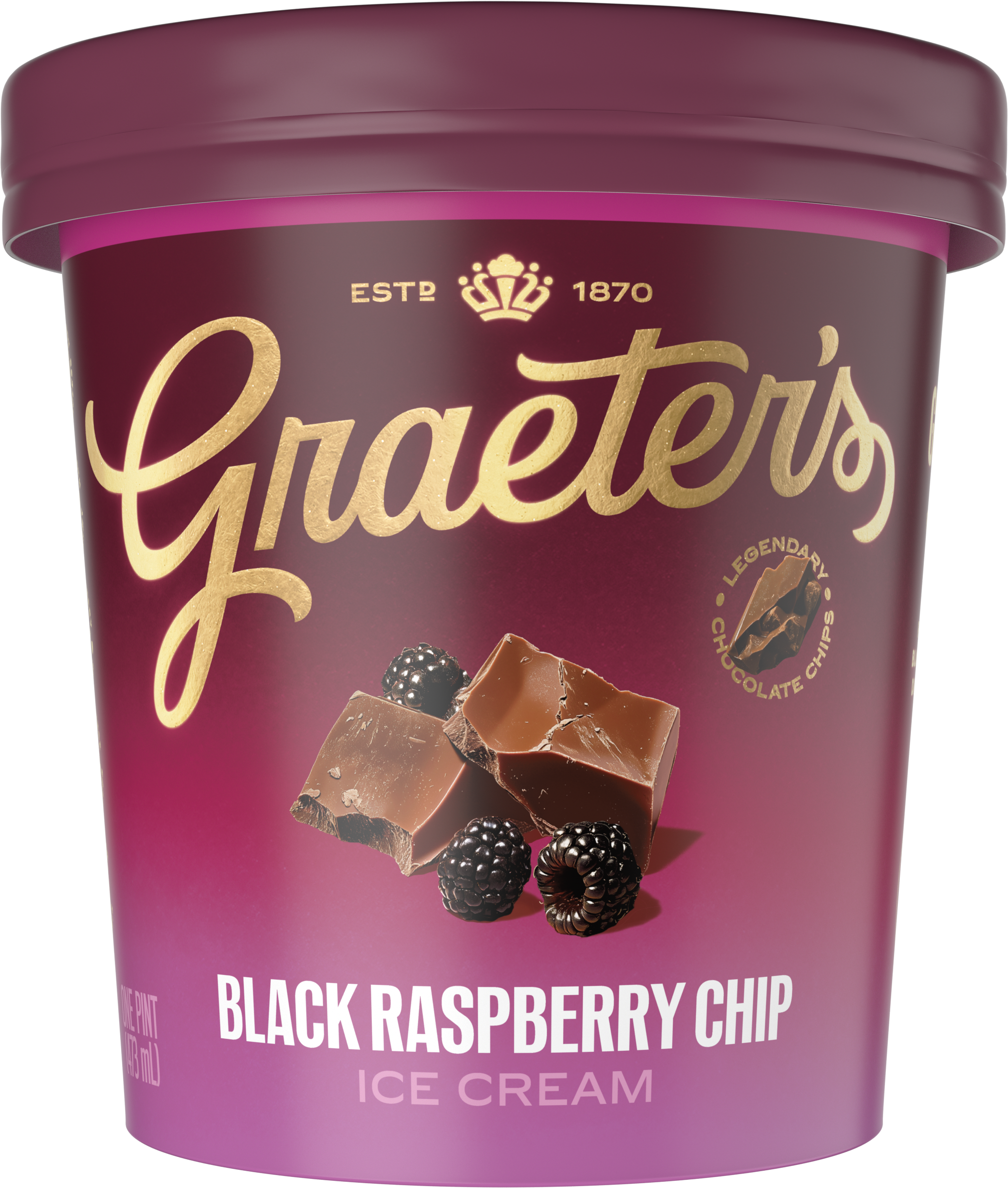 Graeters Ice Cream, Black Cherry Chocolate Chip, French Pot