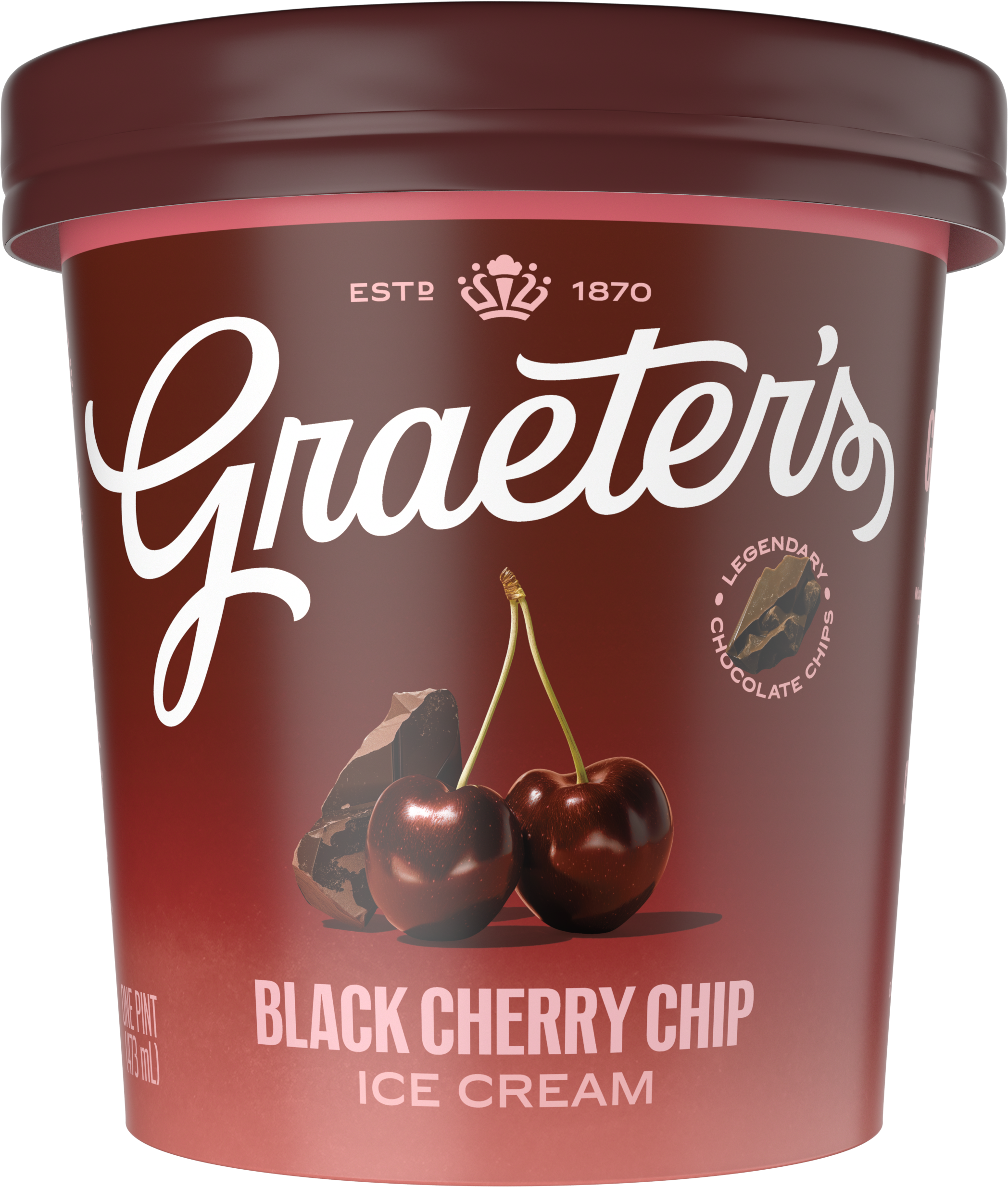 Graeters Ice Cream, Black Cherry Chocolate Chip, French Pot