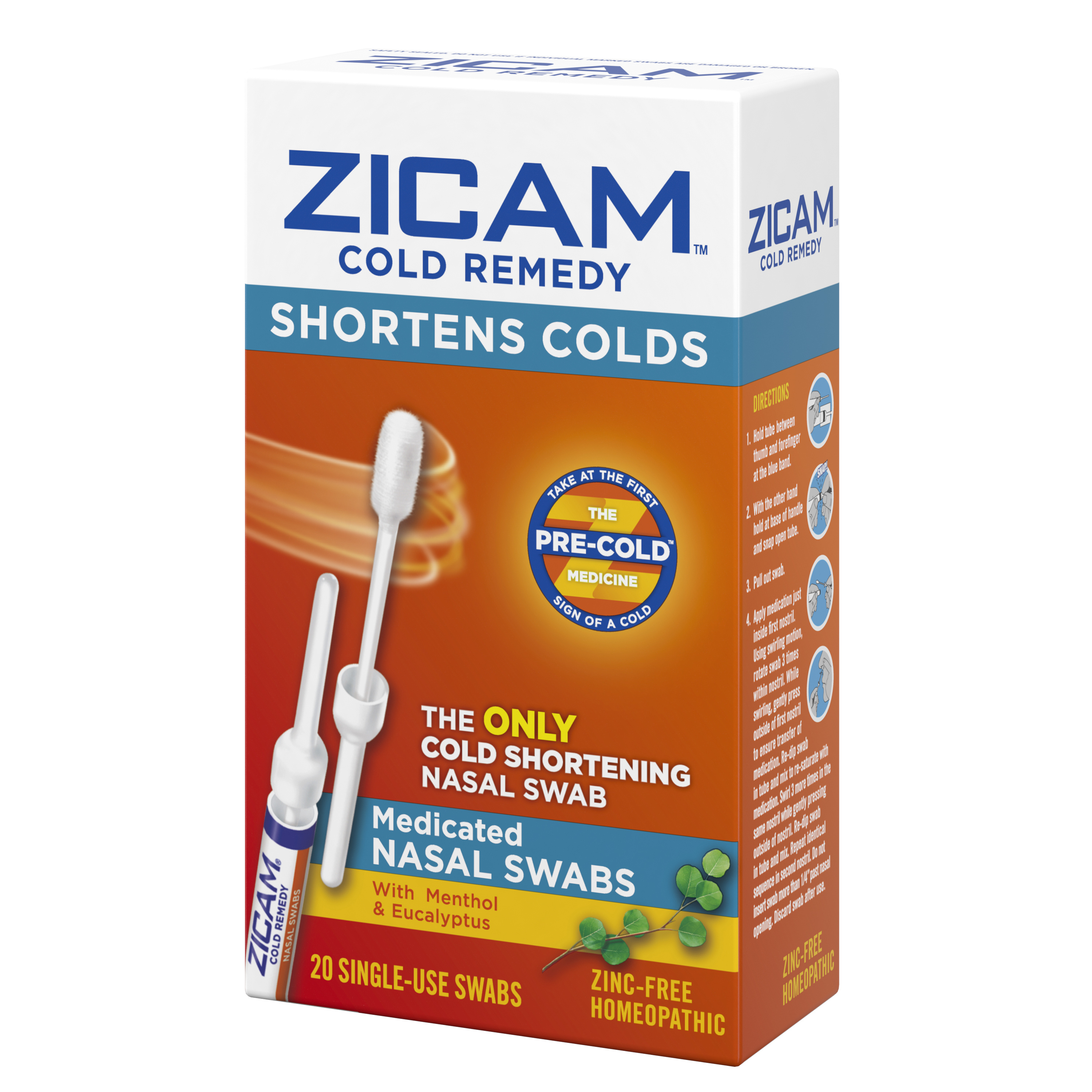 Zicam Cold Remedy Cold Shortening Medicated Nasal Swabs Zinc-Free