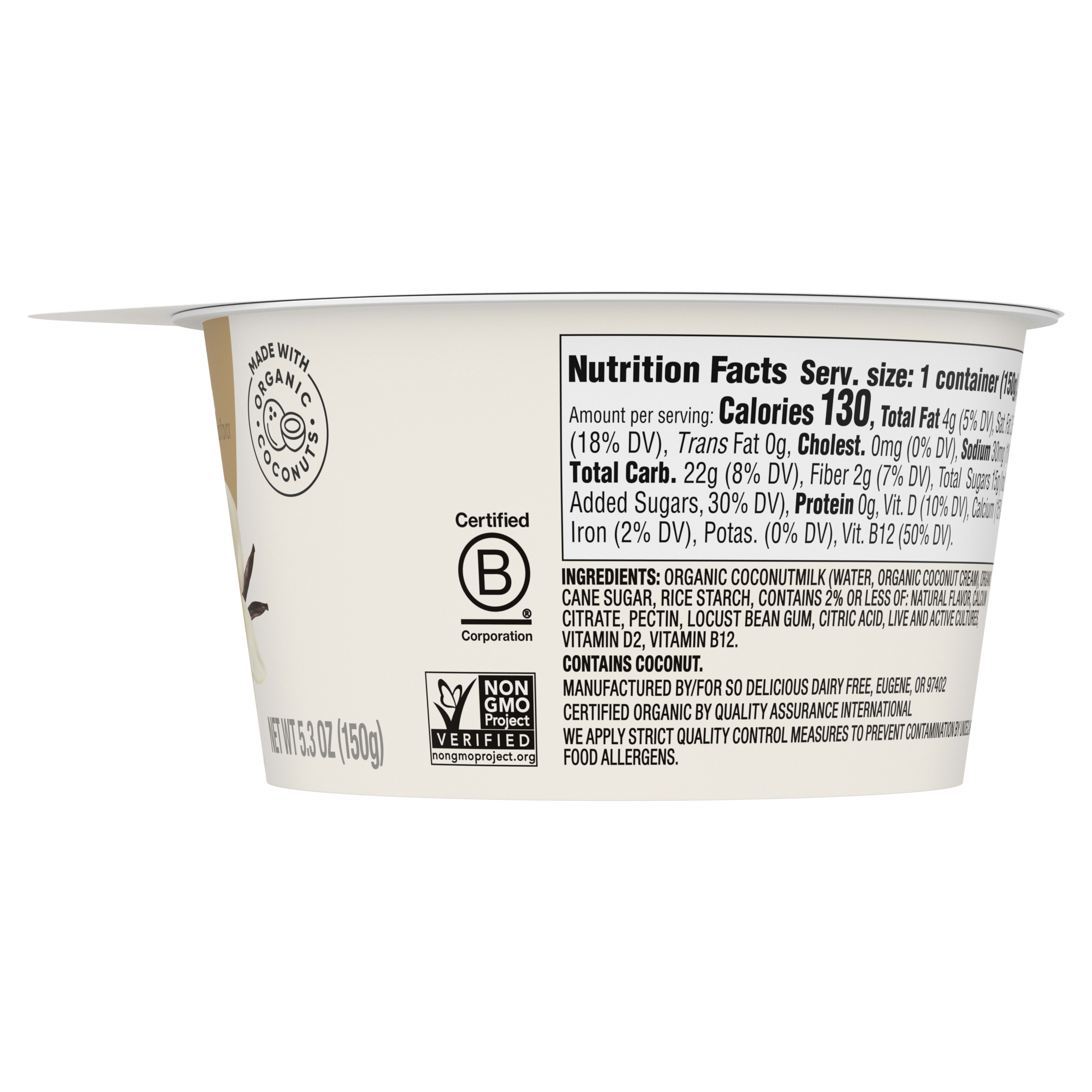 So Delicious Dairy Free Coconut Yogurt Alternative, Vanilla, Vegan