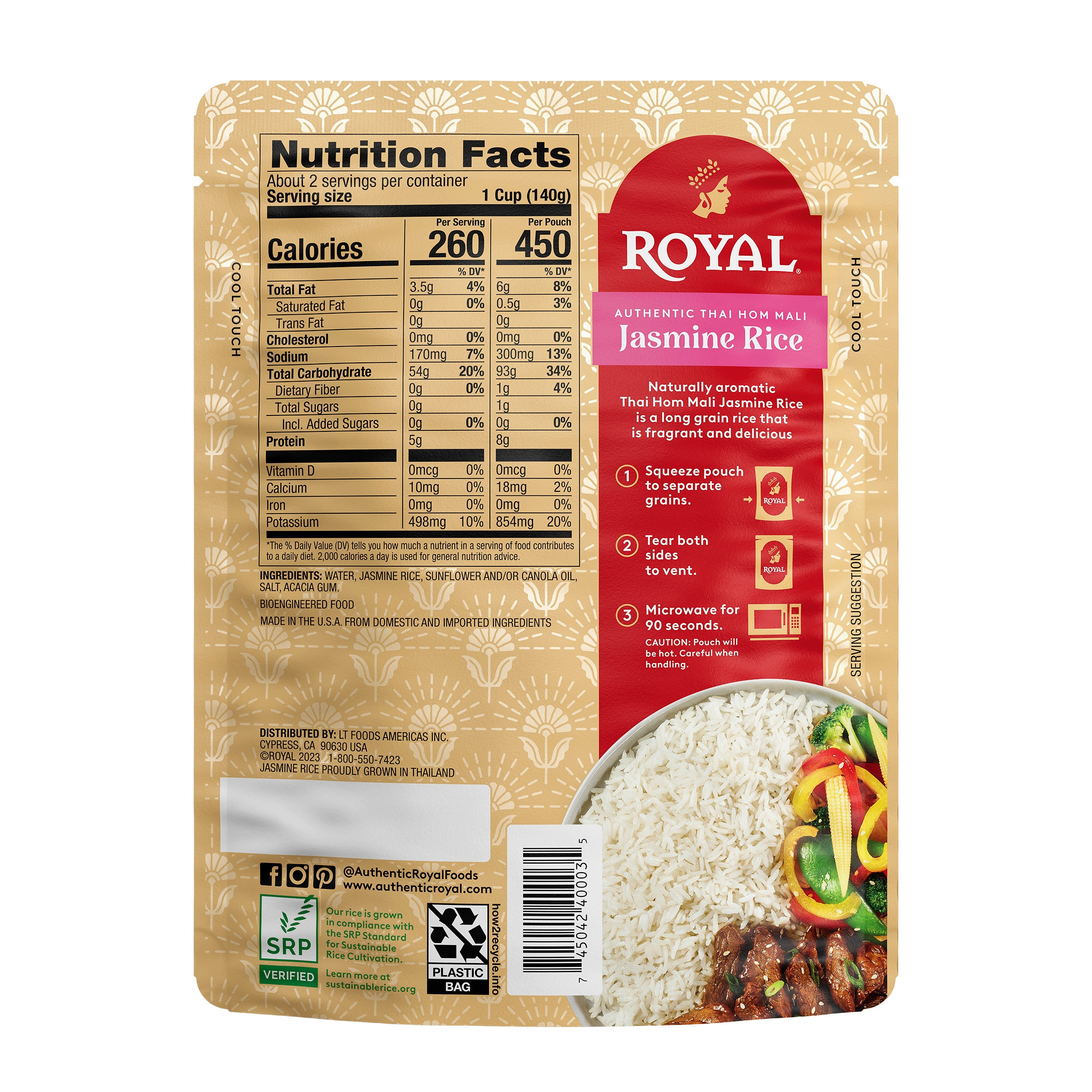 Royal Authentic Thai Hom Mali White Jasmine Rice - Microwave Rice