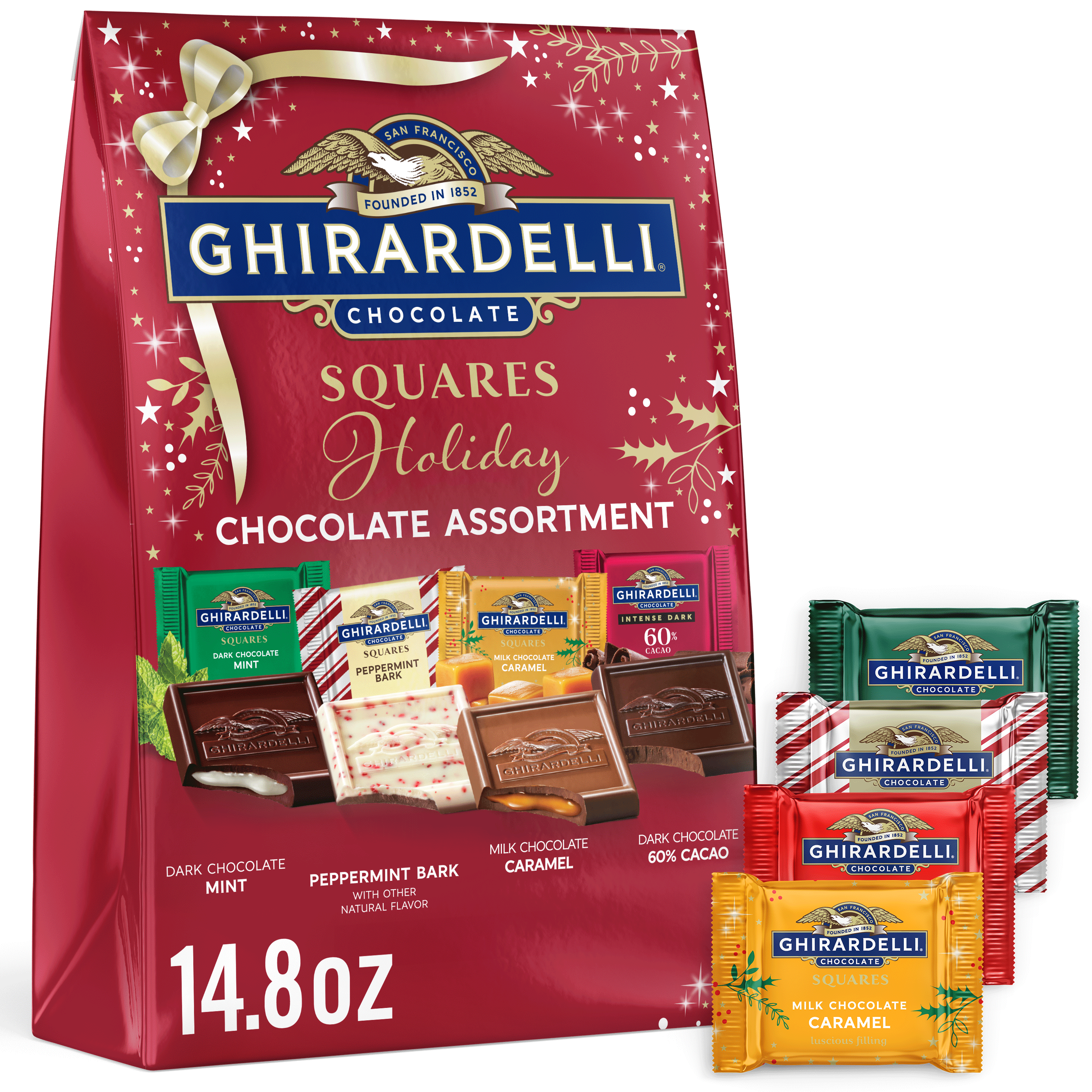 GHIRARDELLI Holiday Chocolate Assortment Squares, 14.8 oz Bag