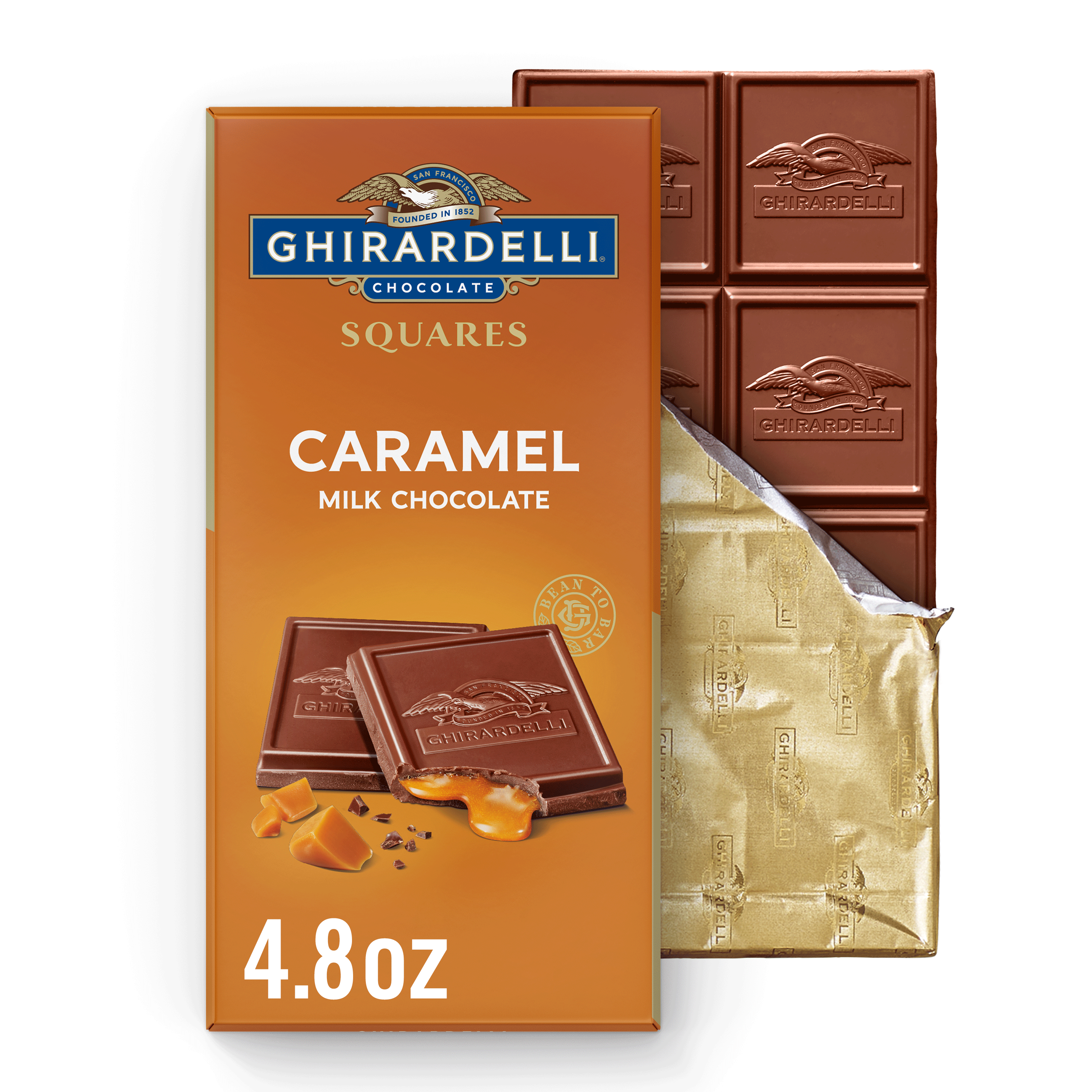 GHIRARDELLI Caramel Milk Chocolate Squares Bar, 4.8 oz Bar | Giant