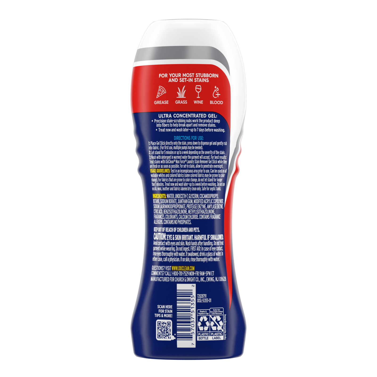 OxiClean Max Force Laundry Stain Remover Gel Stick, fl oz