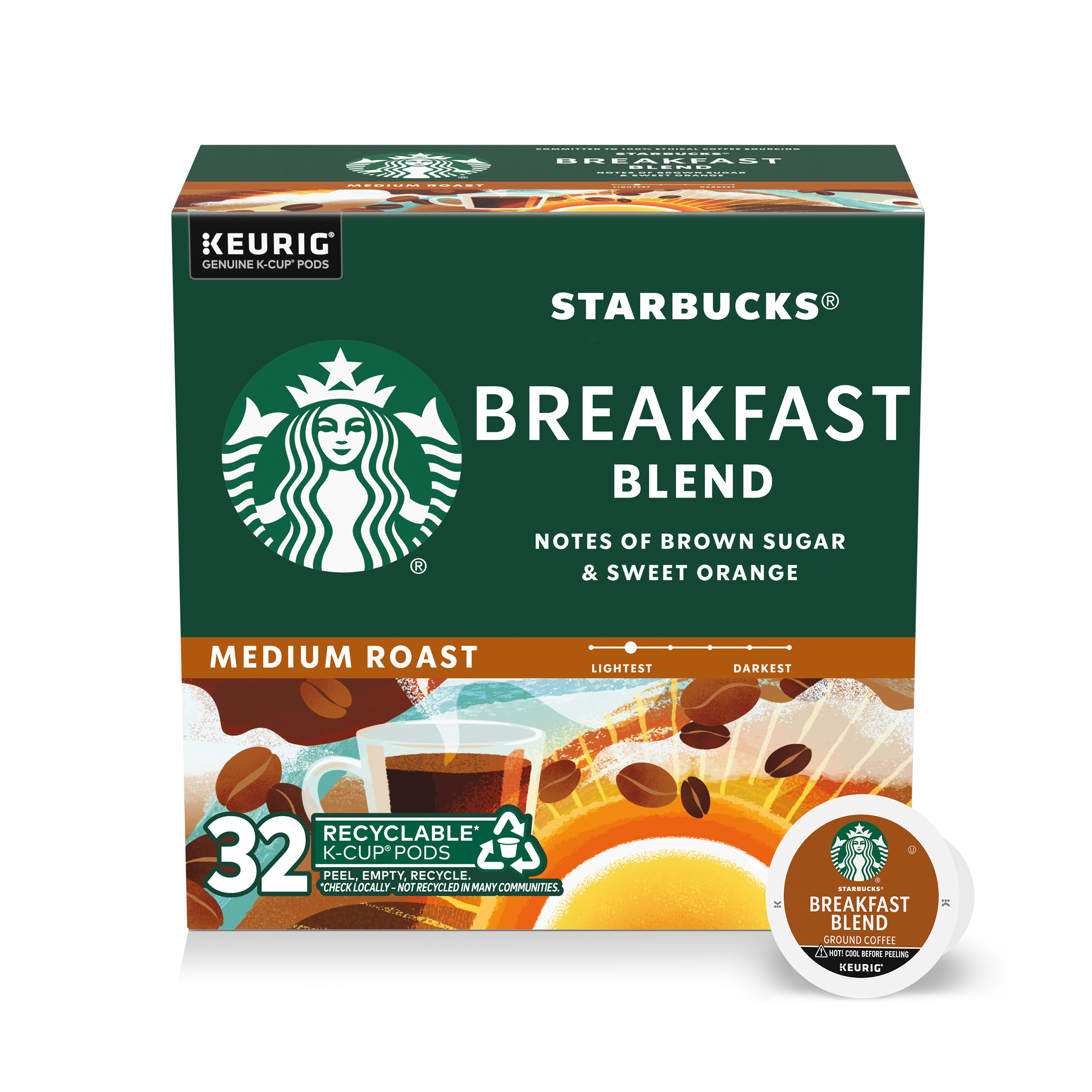Starbucks K-Cup Coffee Pods, Medium Roast Hot or Iced Coffee, Pike