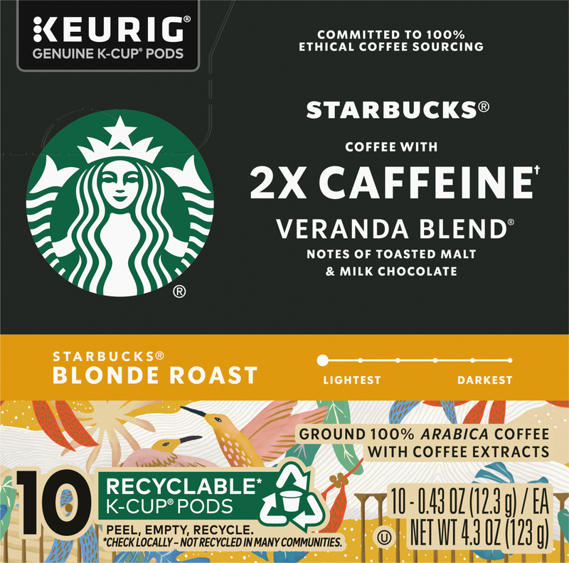 Starbucks K-Cup Coffee Pods, Starbucks Blonde Roast With 2X Caffeine, Hot  or Iced Coffee, Veranda Blend, 10 Keurig Pods | Giant Eagle | Because It  Matters | Grocery Store & Pharmacy