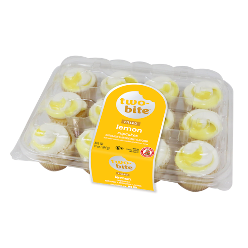 Two Bite Lemon Filled Cupcakes, with Vanilla & Lemon Icing, 12 Two Bite Lemon Filled Cupcakes, with Vanilla & Lemon Icing, 12