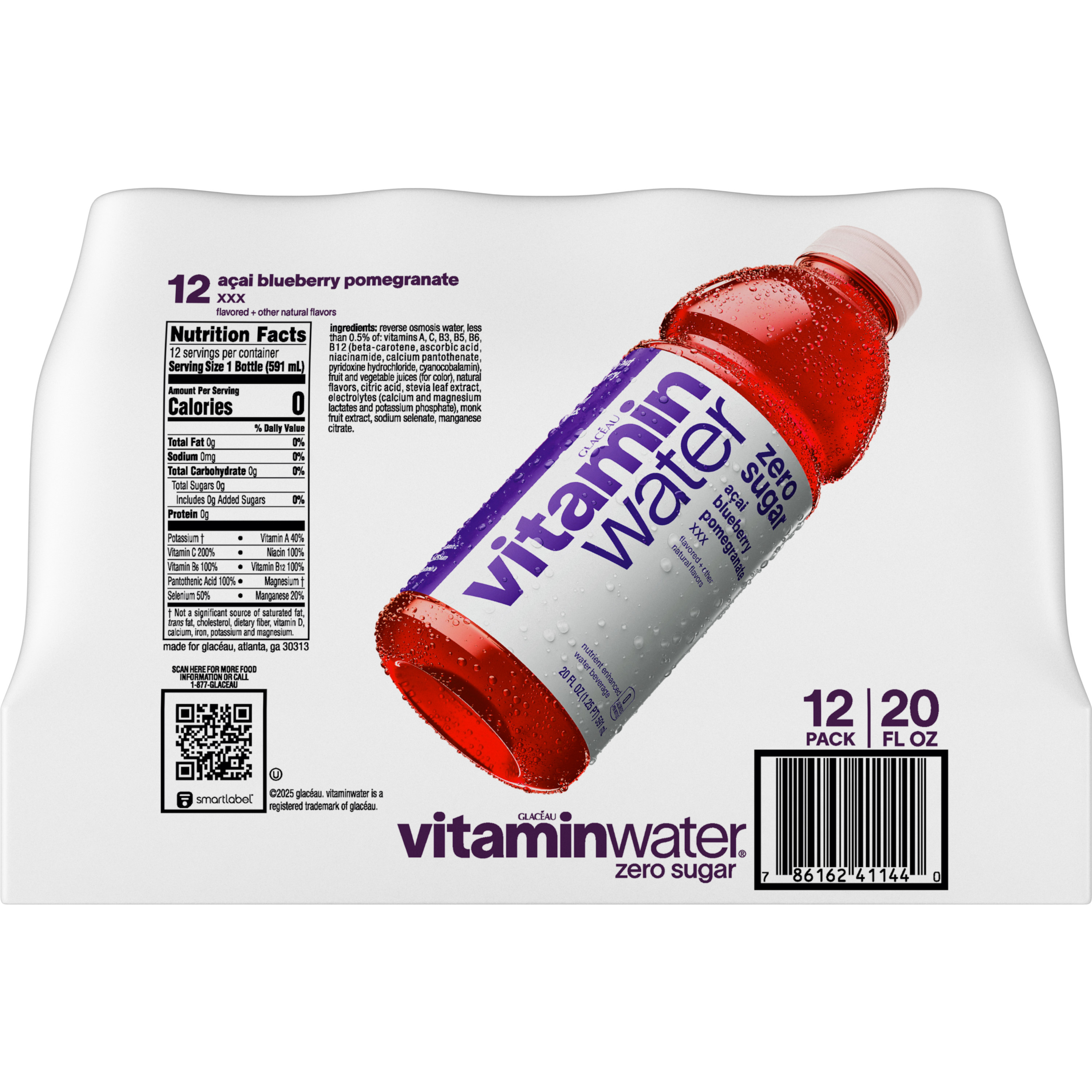 vitaminwater Zero Sugar xxx Bottles, 20 fl oz, 12 Pack