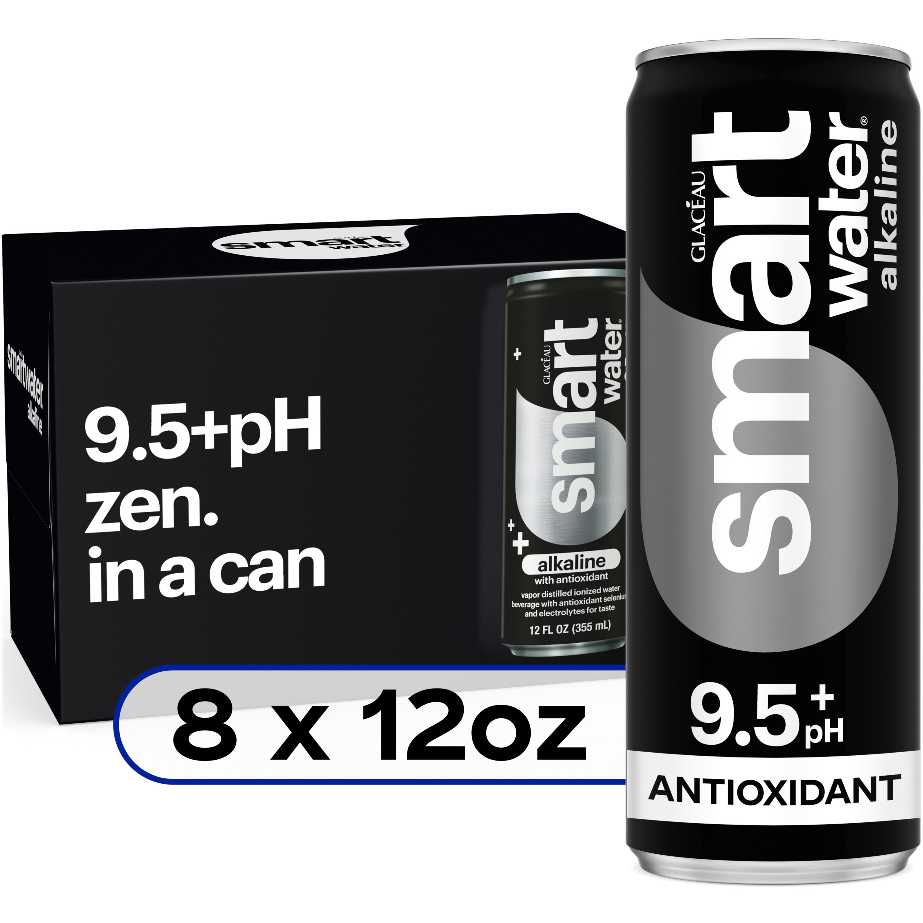 NGM WATER エナジーエム・ハイ・ウォーター Smartwater Premium Canned Alkaline Water With Antioxidants, 12 fl