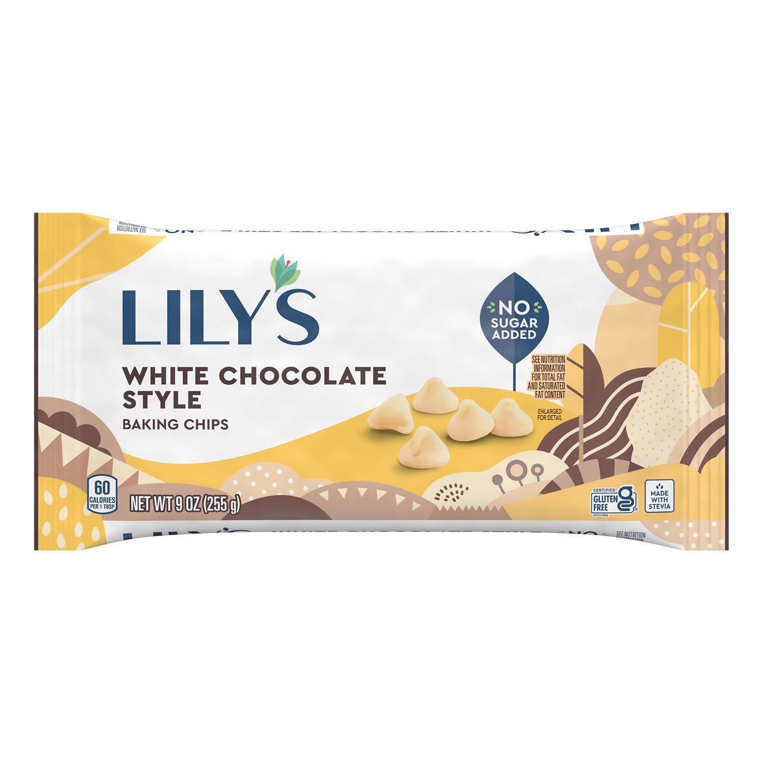 LILY'S White Chocolate Style No Sugar Added, Baking Chips Bag, 9