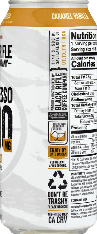Black Rifle Coffee, 100% Columbian, Espresso 300 mg, Caramel
