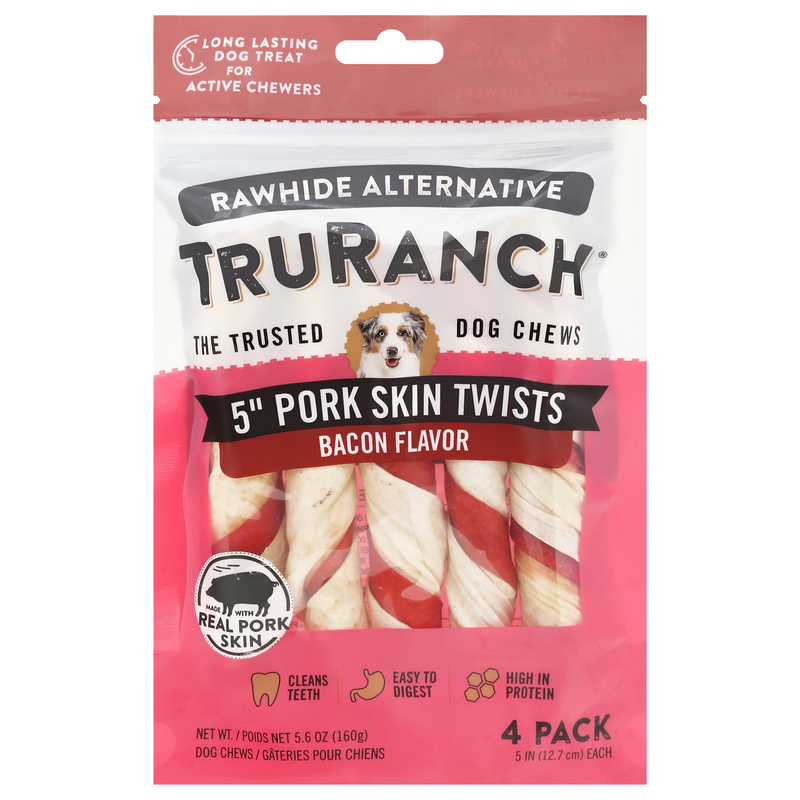 TRURANCH Pork Skin Bacon Flavored Dog Bones, Medium, count