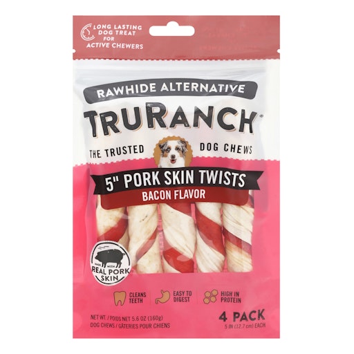 TruRanch Pork Skin Twists Bacon Flavor Inch Dog Chews Giant
