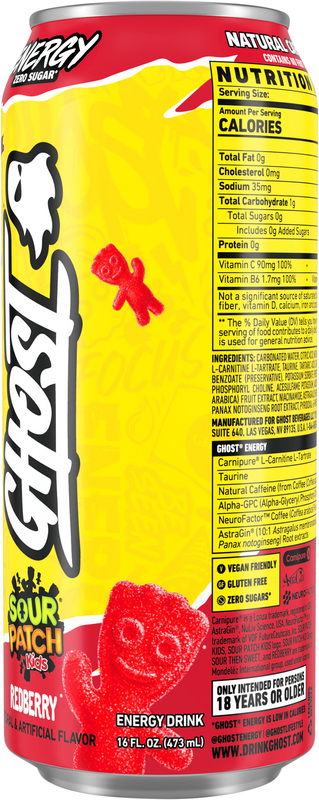 Ghost Zero Sugar Energy Drink, Sour Patch Kids Redberry, 16 fl oz