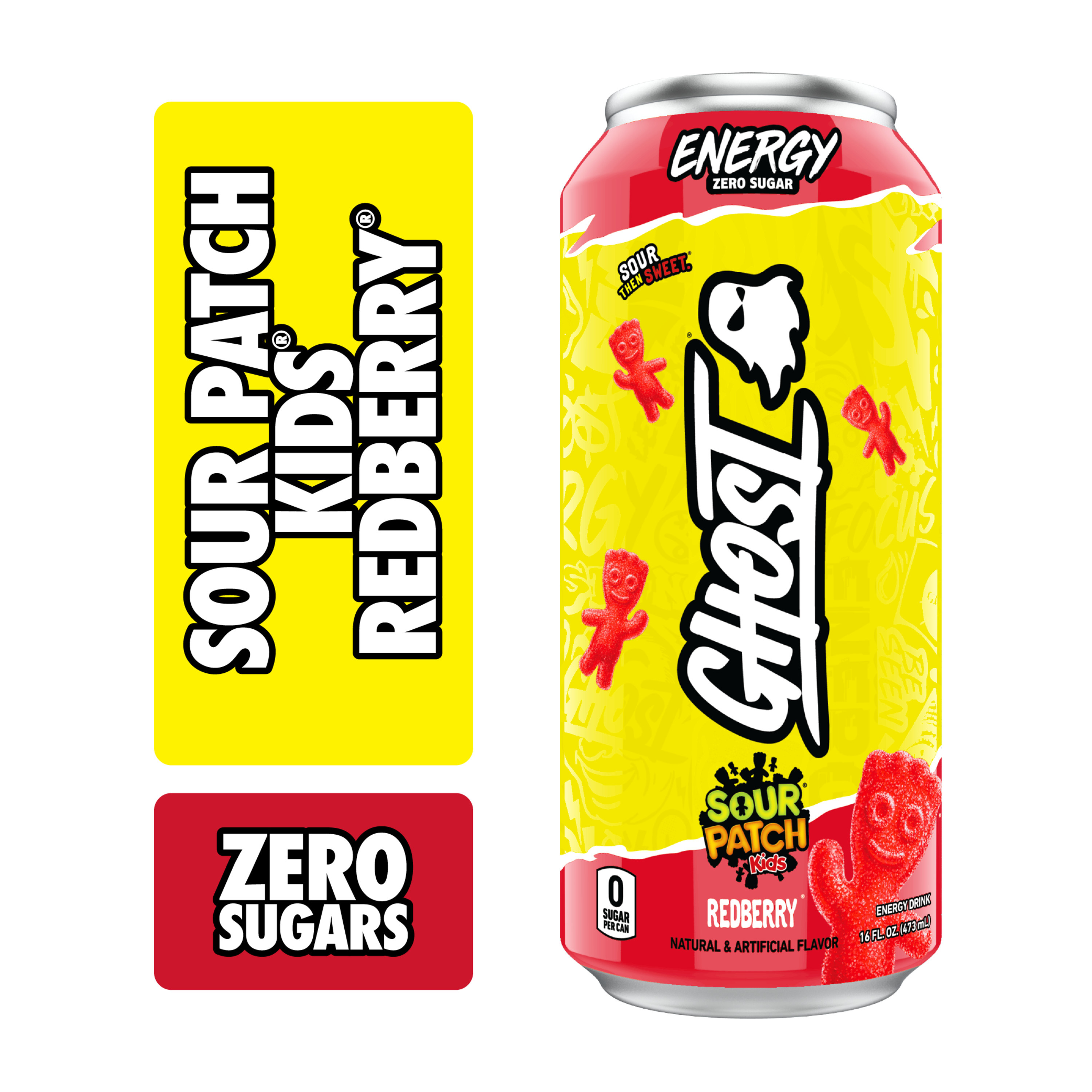 Ghost Zero Sugar Energy Drink, Sour Patch Kids Redberry, 16 fl oz