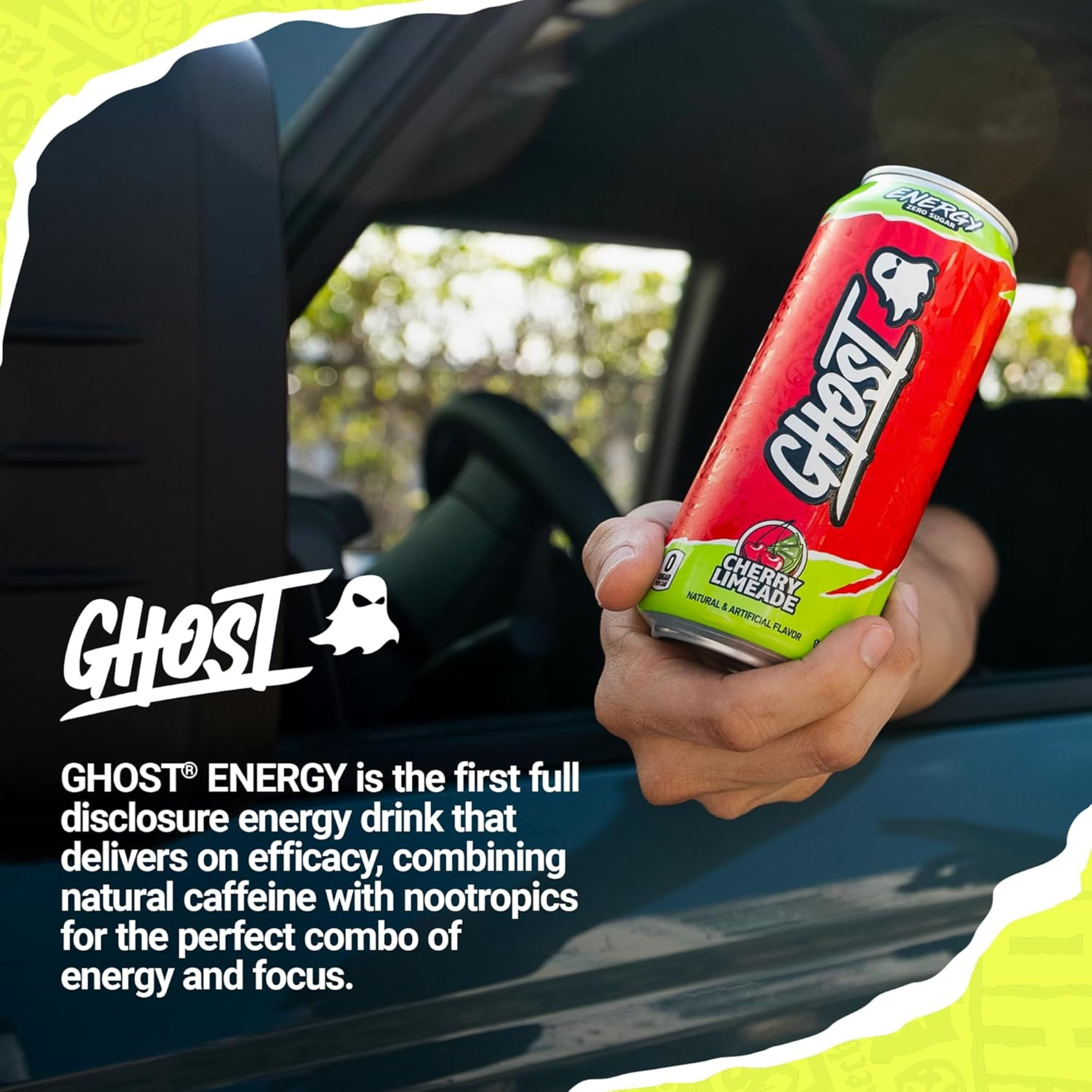 Ghost Zero Sugar Energy Drink, Cherry Limeade, 16 fl oz can