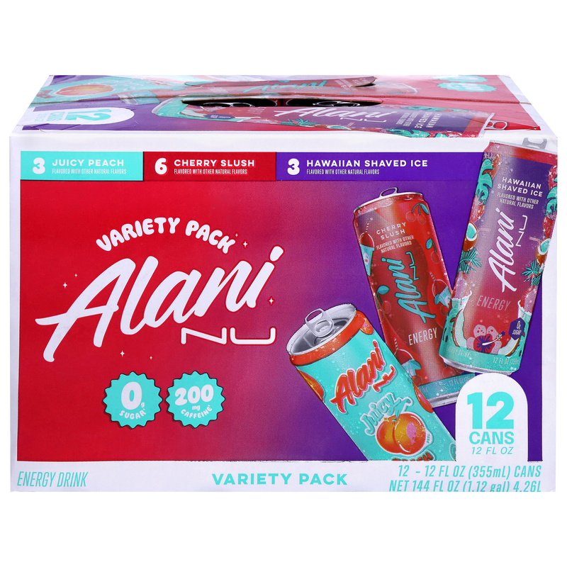 Alani Nu Juicy Peach/Cherry Slush/Hawaiian Shaved Ice Energy Drink