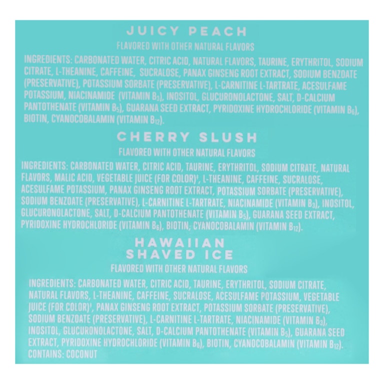 Alani Nu Juicy Peach/Cherry Slush/Hawaiian Shaved Ice Energy Drink Variety Pack | Giant Eagle | Because It Matters | Grocery Store & Pharmacy Alani Nu Juicy Peach/Cherry Slush/Hawaiian Shaved Ice Energy Drink Variety Pack | Giant Eagle | Because It Matters | Grocery Store & Pharmacy