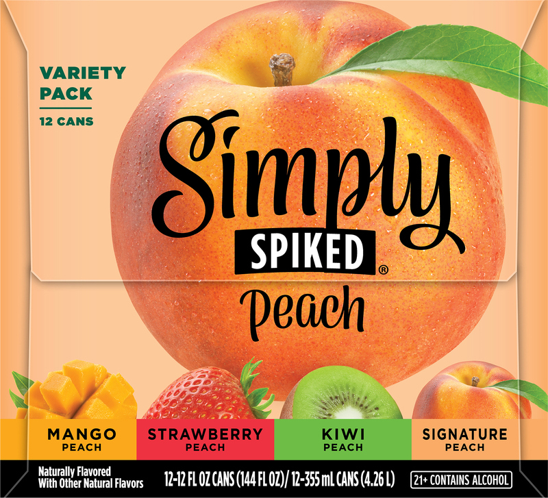 Simply Spiked Peach Variety Pack, 12 Pack, 12 fl oz Cans, 5% ABV