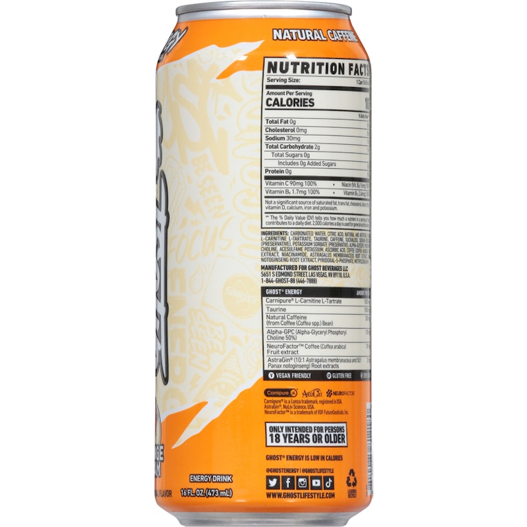 how much l carnitine is in ghost energy drink Ghost Zero Sugar Energy Drink, Orange Cream, 16 fl oz can | Giant Eagle | Because It Matters