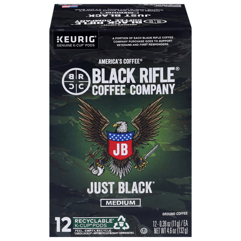 Black Rifle Coffee Company K-Cup Pods Ground Just Black Medium
