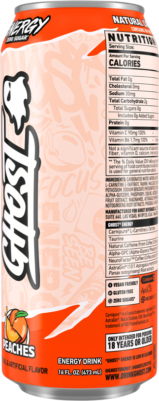 Ghost Zero Sugar Energy Drink, Peaches, 16 fl oz can | Giant Eagle