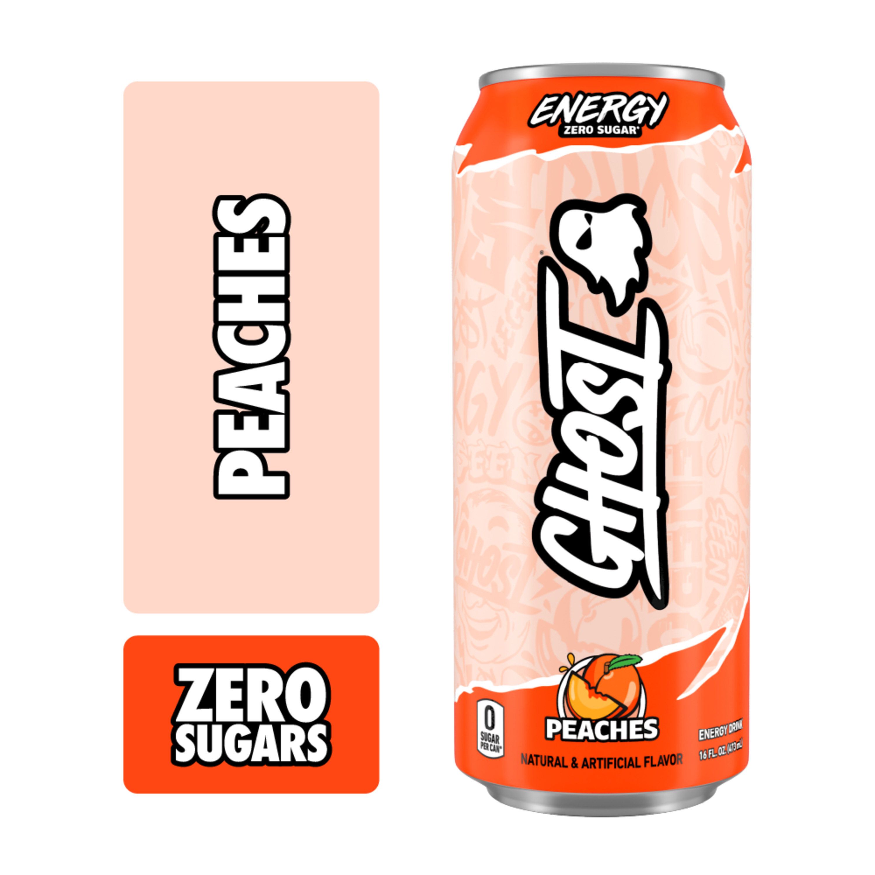 Ghost Zero Sugar Energy Drink, Peaches, 16 fl oz can | Giant Eagle