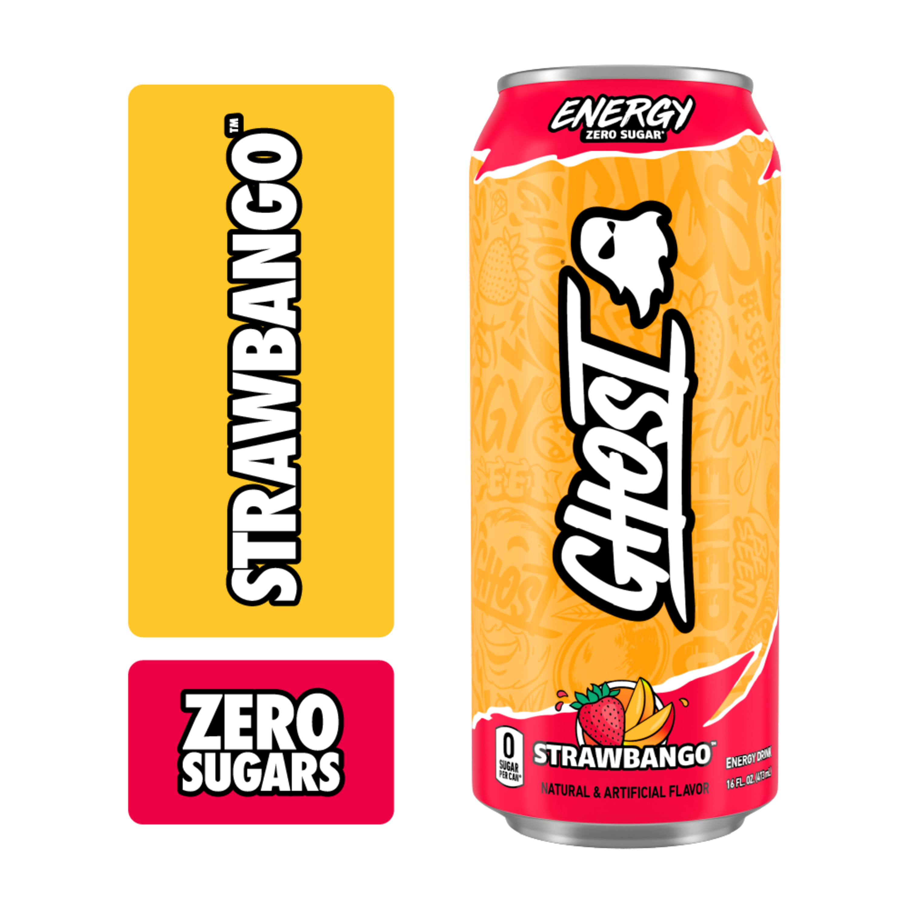 Ghost Zero Sugar Energy Drink, Sour Patch Kids Blue Raspberry, 16