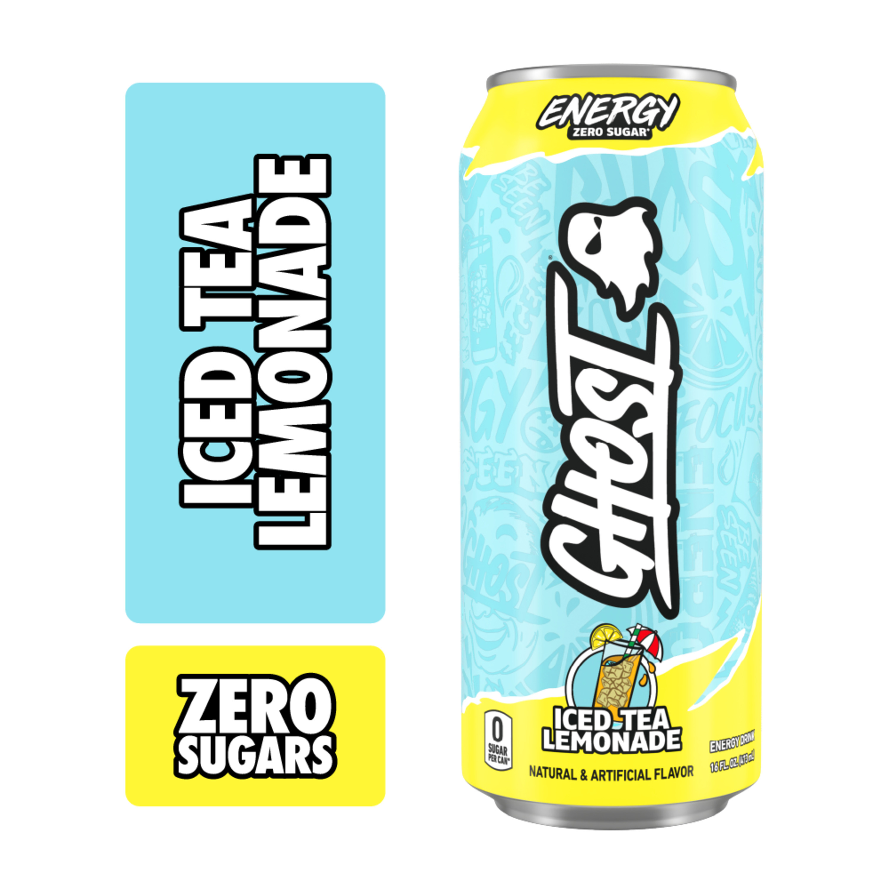 Ghost Zero Sugar Energy Drink, Iced Tea Lemonade, 16 fl oz can
