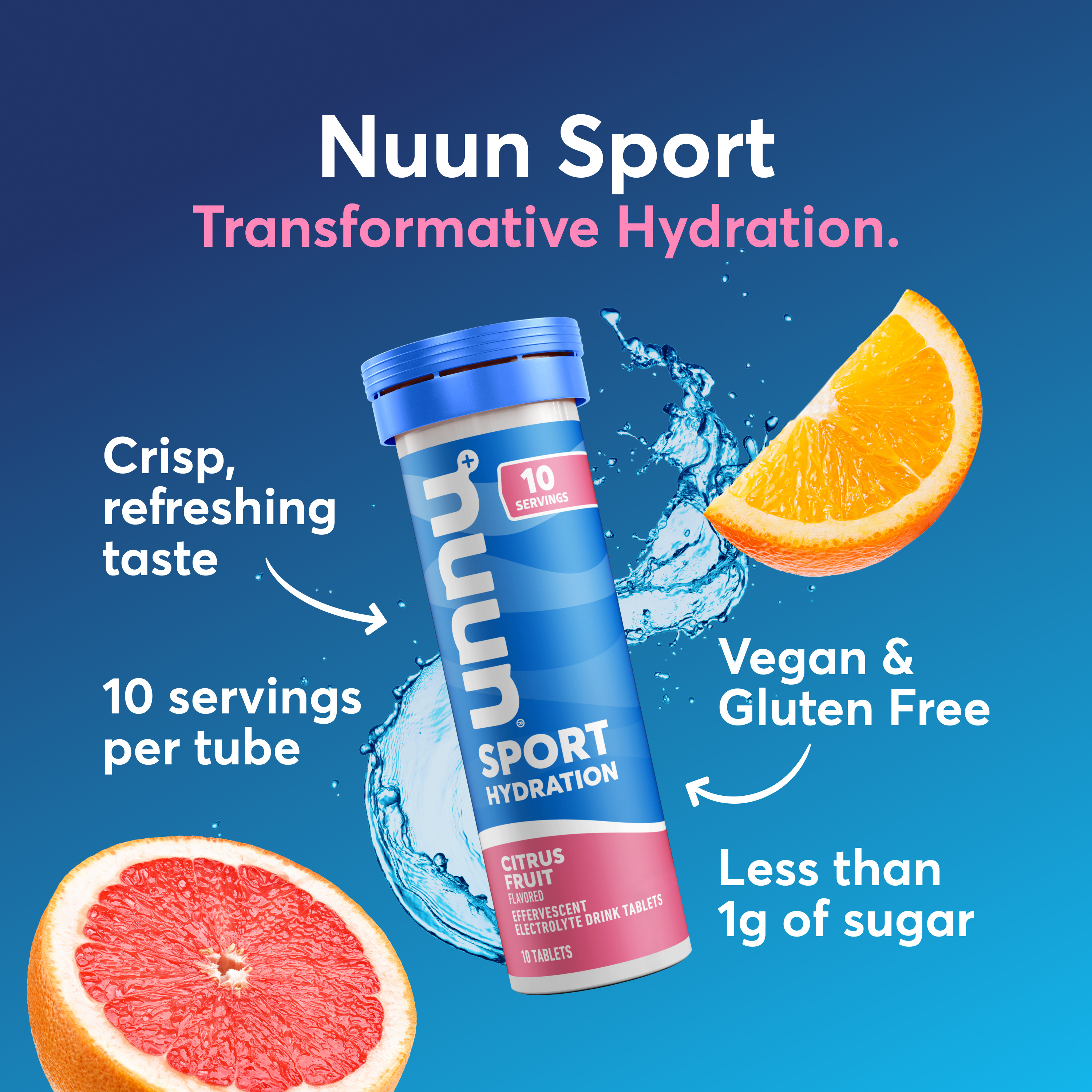 Nuun Sport Electrolytes Hydration Drink Mix Tablets, Citrus Fruit