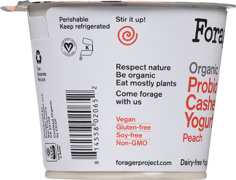 Forager Project Cashewmilk Yogurt, Peach, Dairy-Free, Organic