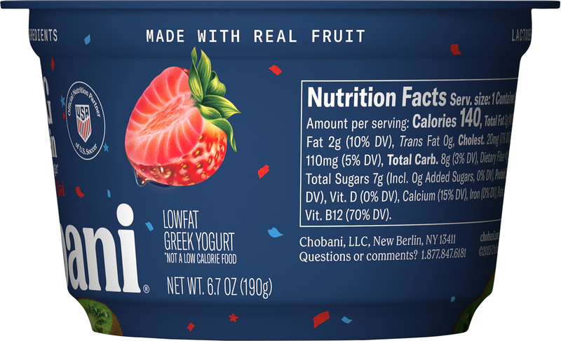 Chobani Zero Added Sugar Lowfat Greek Strawberry Kiwi Yogurt