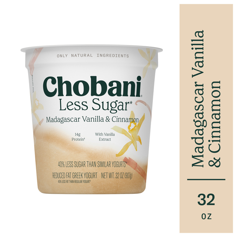 Chobani Yogurt, Greek, Less Sugar, Reduced Fat, Madagascar Vanilla