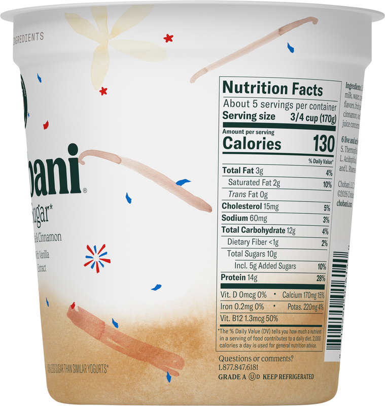 Chobani Less Sugar Reduced Fat Madagascar Vanilla & Cinnamon Greek