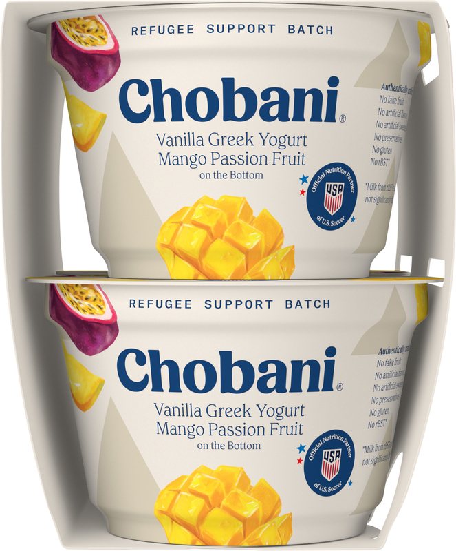 Chobani Vanilla Greek Mango Passion Fruit on the Bottom Yogurt