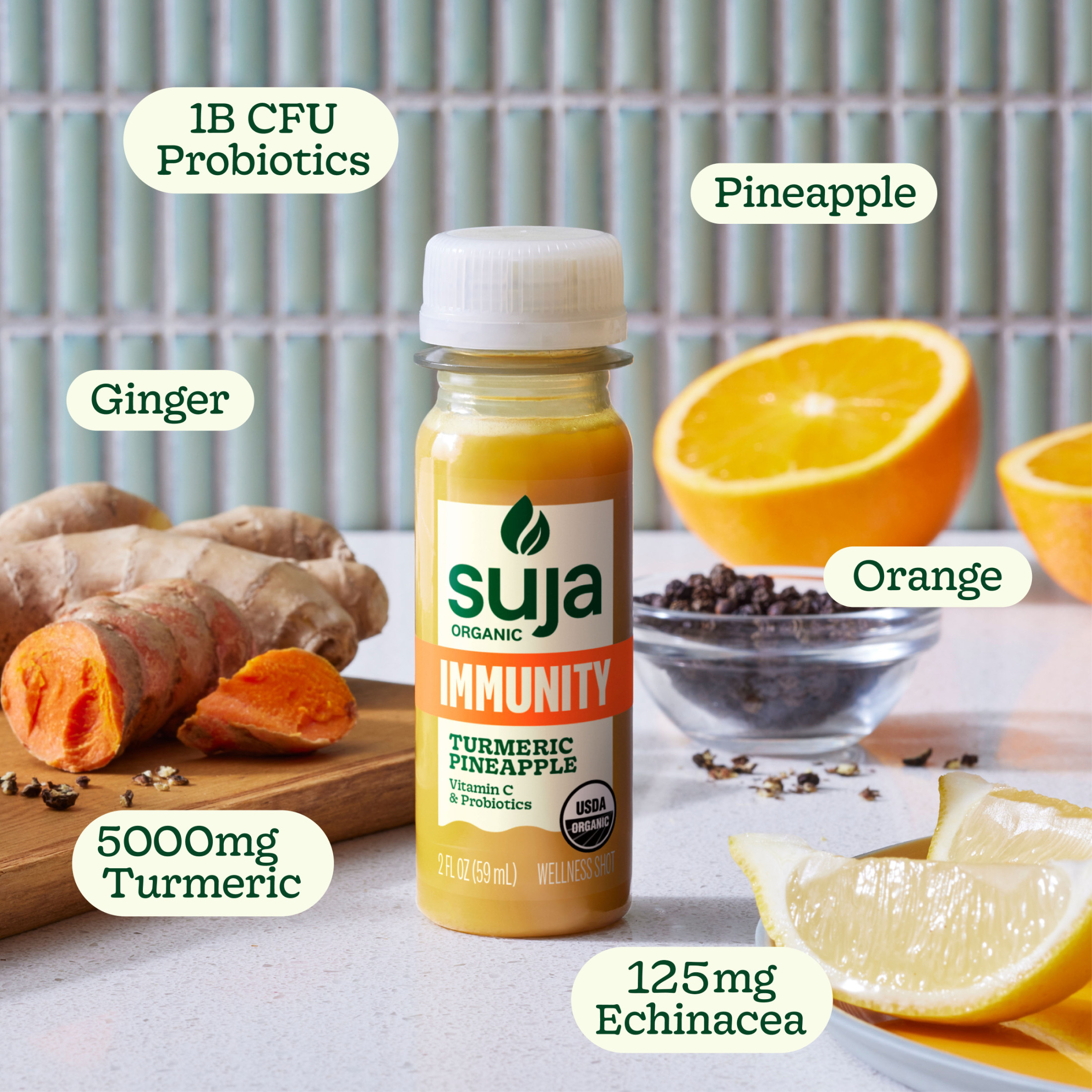 Suja Organic Immunity Defense Shots, Turmeric & Probiotics, 4 Ct
