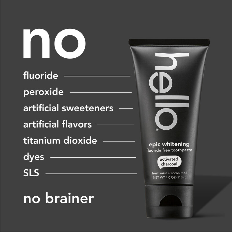 hello Epic Whitening Charcoal Fluoride Free Toothpaste, Fresh Mint