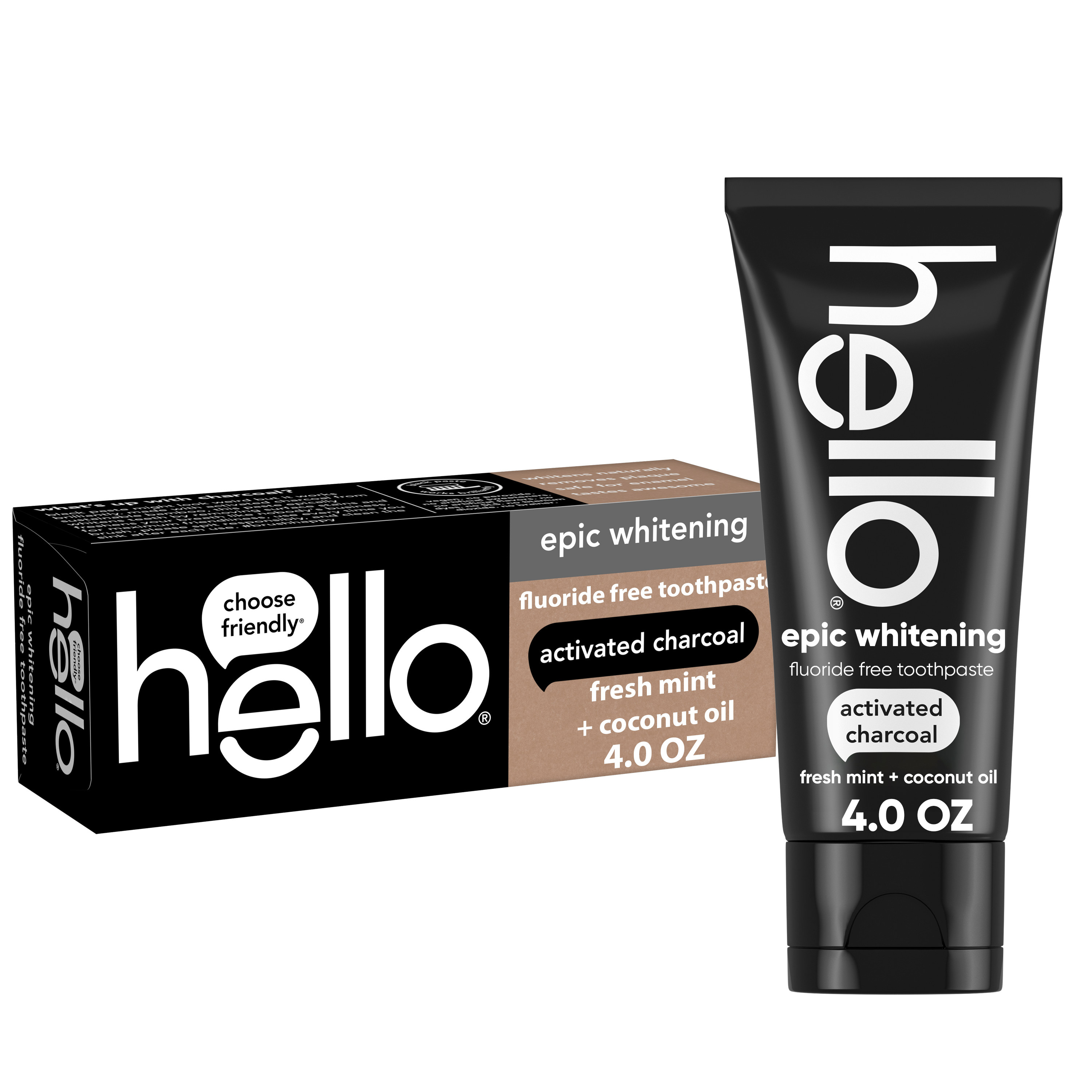 hello Epic Whitening Charcoal Fluoride Free Toothpaste, Fresh Mint