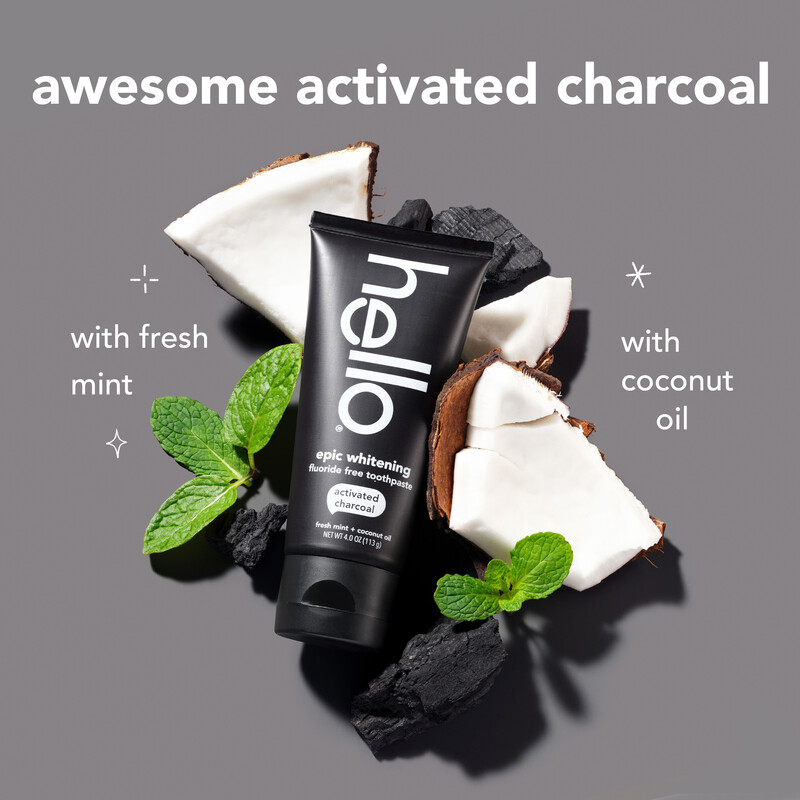 hello Epic Whitening Charcoal Fluoride Free Toothpaste, Fresh Mint