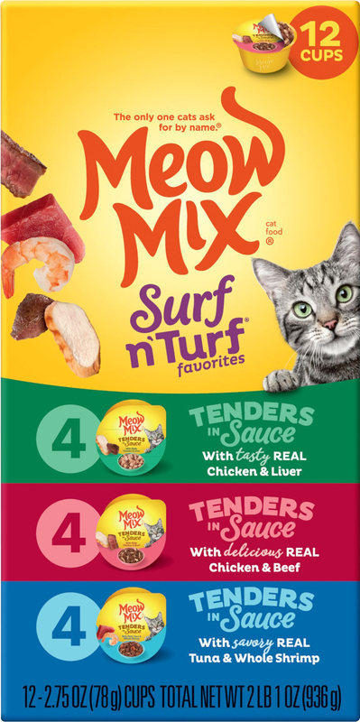 Meow Mix Tenders in Sauce, Surf N′ Turf Favorites Variety Pack