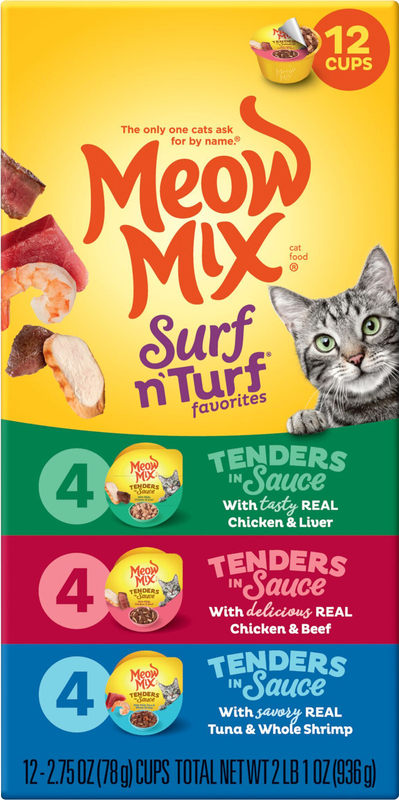 Meow Mix Tenders in Sauce, Surf N′ Turf Favorites Variety Pack