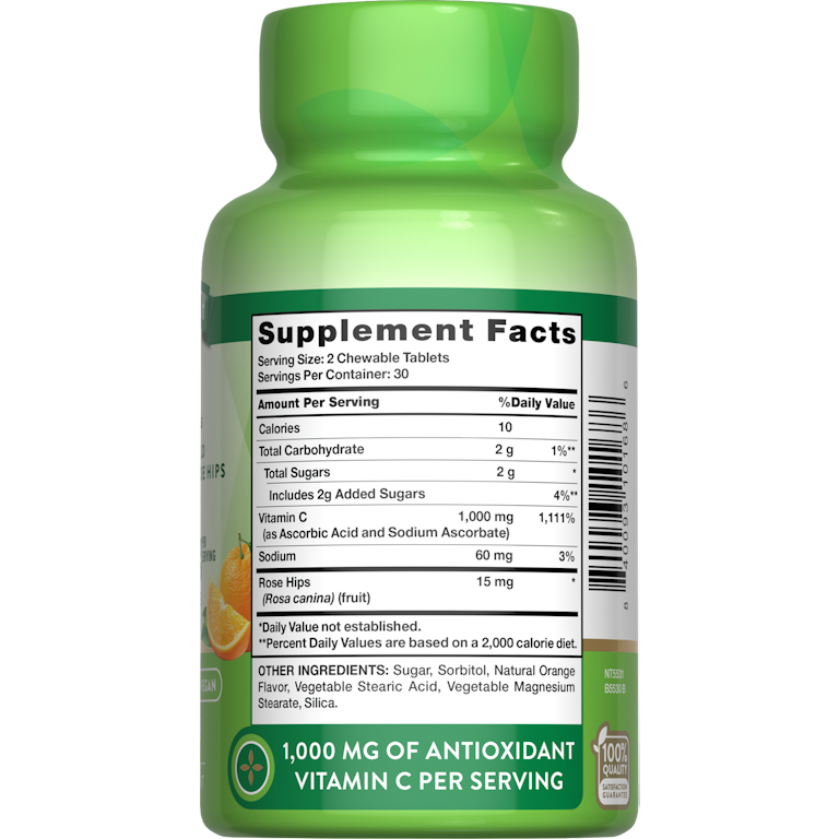 NEW! Walgreens Vitamin C W/ Natural Rose Hips & Citrus Bioflavinoid, 100 Tablets