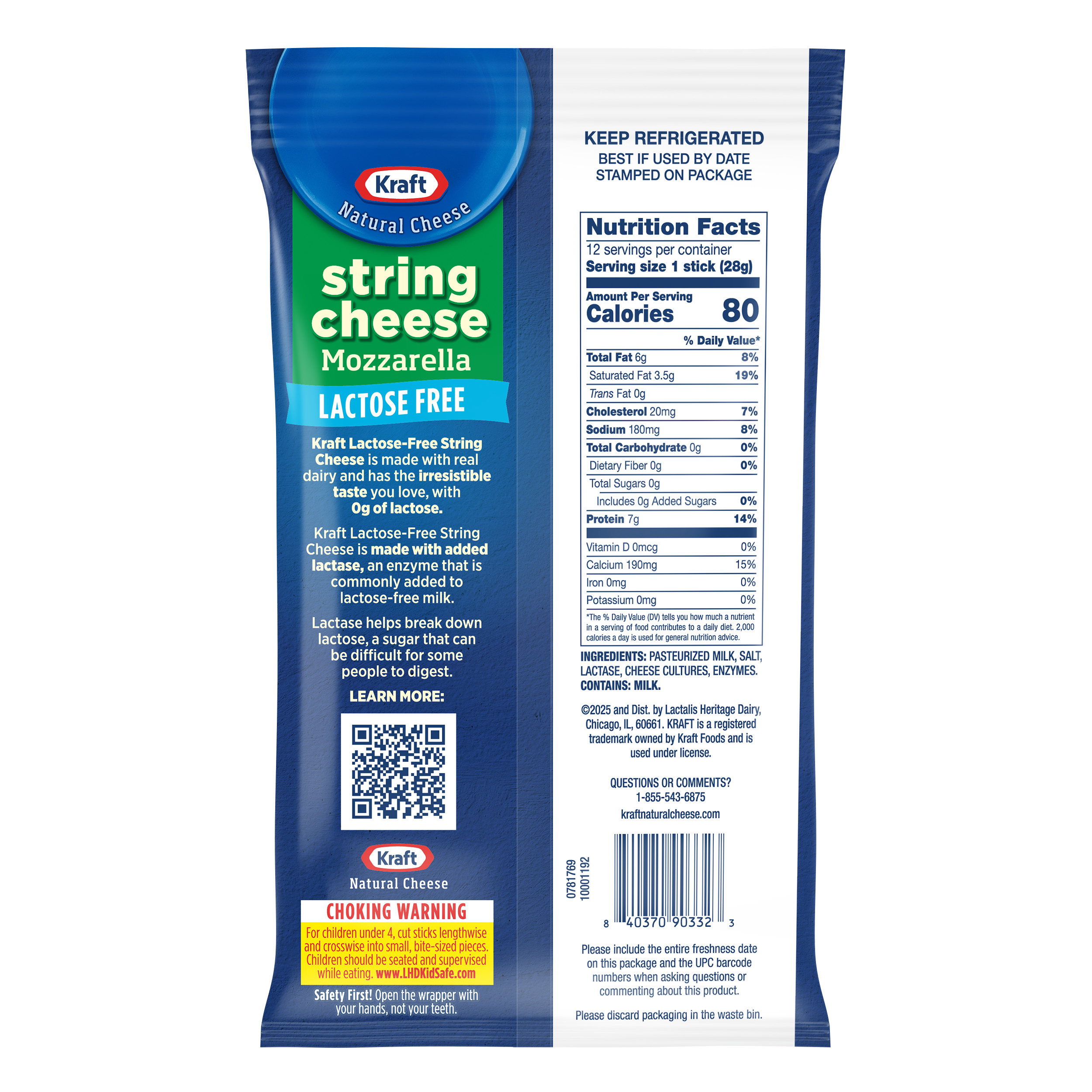 Kraft Natural Cheese Lactose Free Mozzarella String Cheese 12 oz