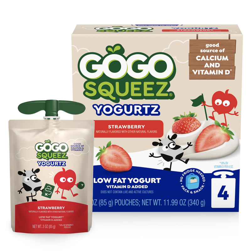 GoGo Squeez Yogurtz, Strawberry, 4 Pack, 3 Oz Each Pouch | Giant