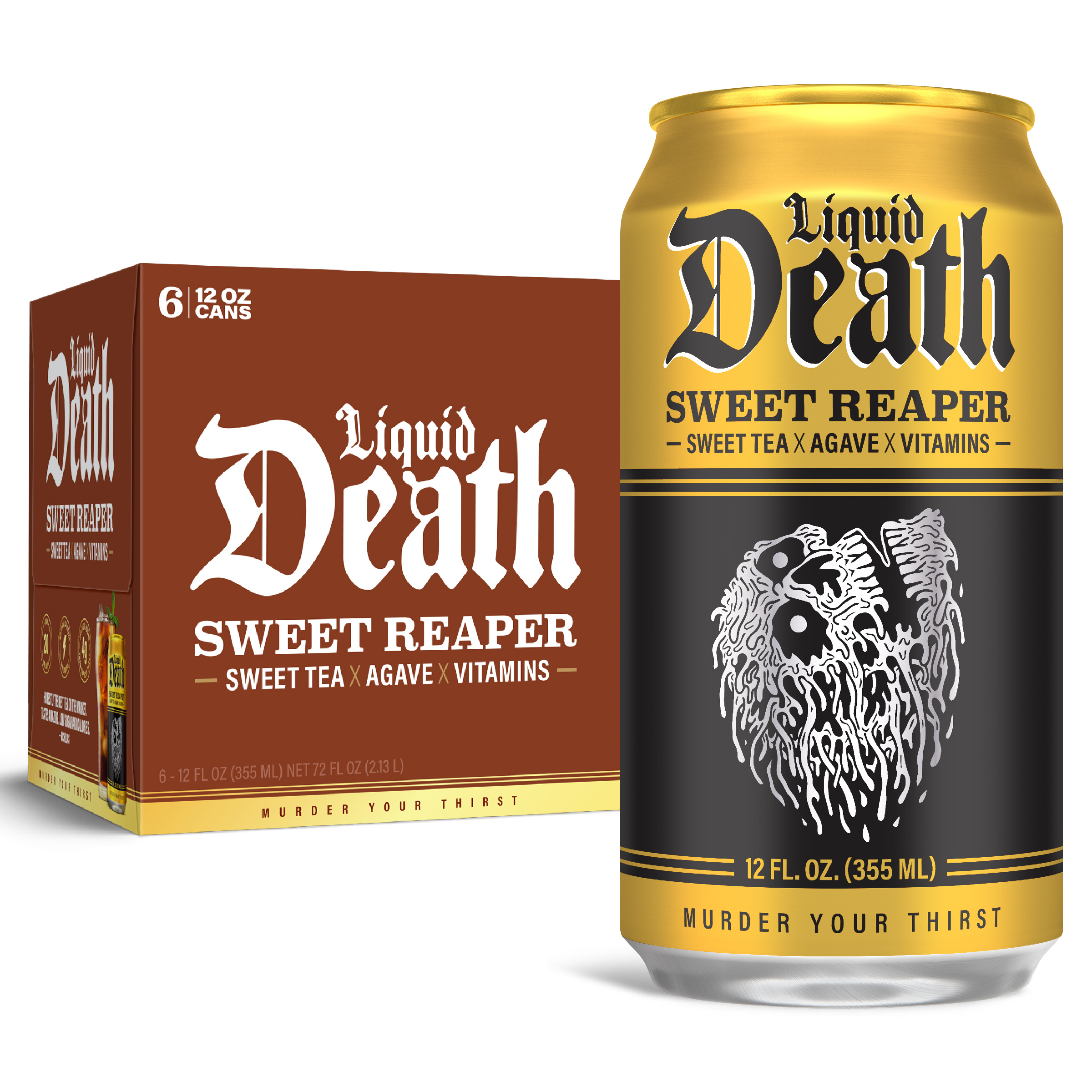 Liquid Death Iced Tea - Sweet Reaper (Black Sweet Tea), Less Sugar