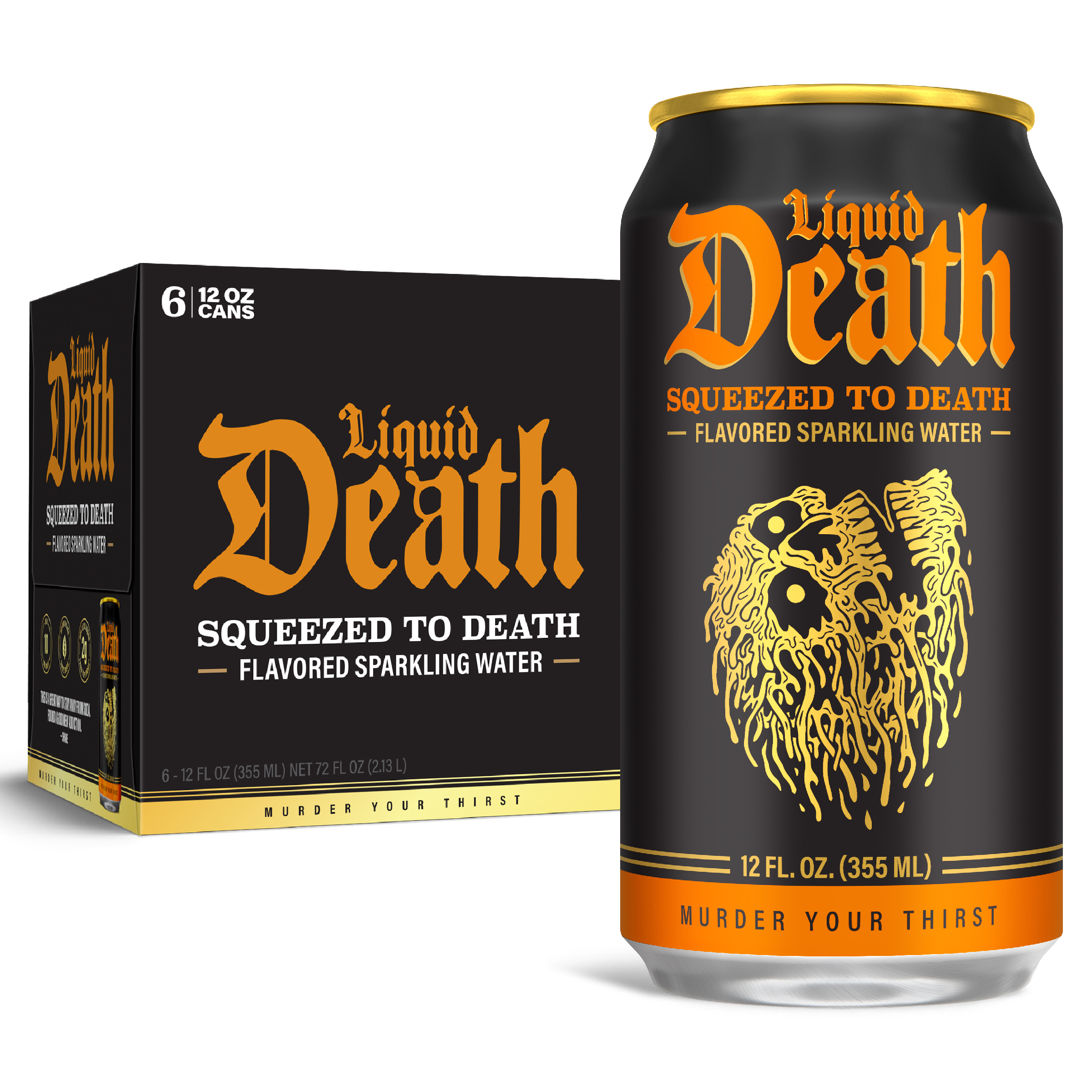 Liquid Death, Squeezed to Death, Orange-Flavored Sparkling