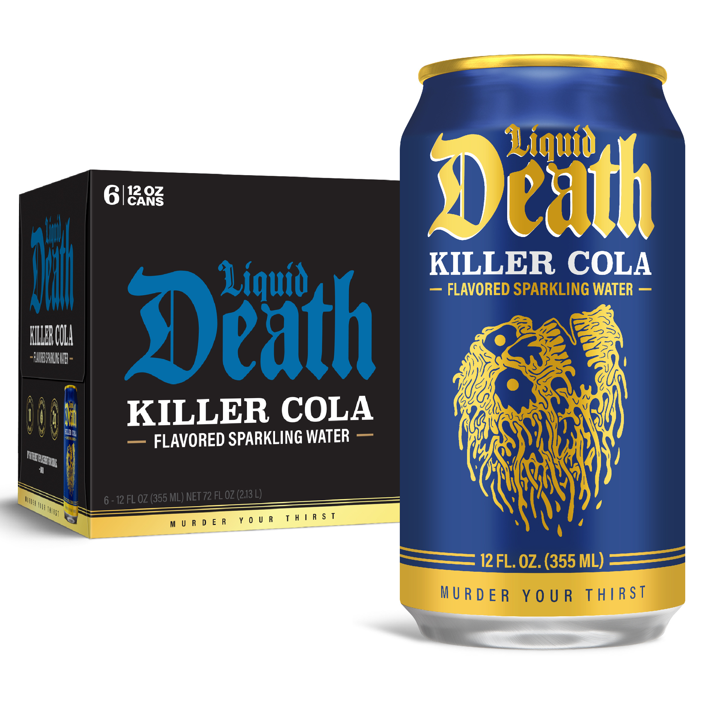 Liquid Death, Killer Cola, Soda-Flavored Sparkling Water, 6