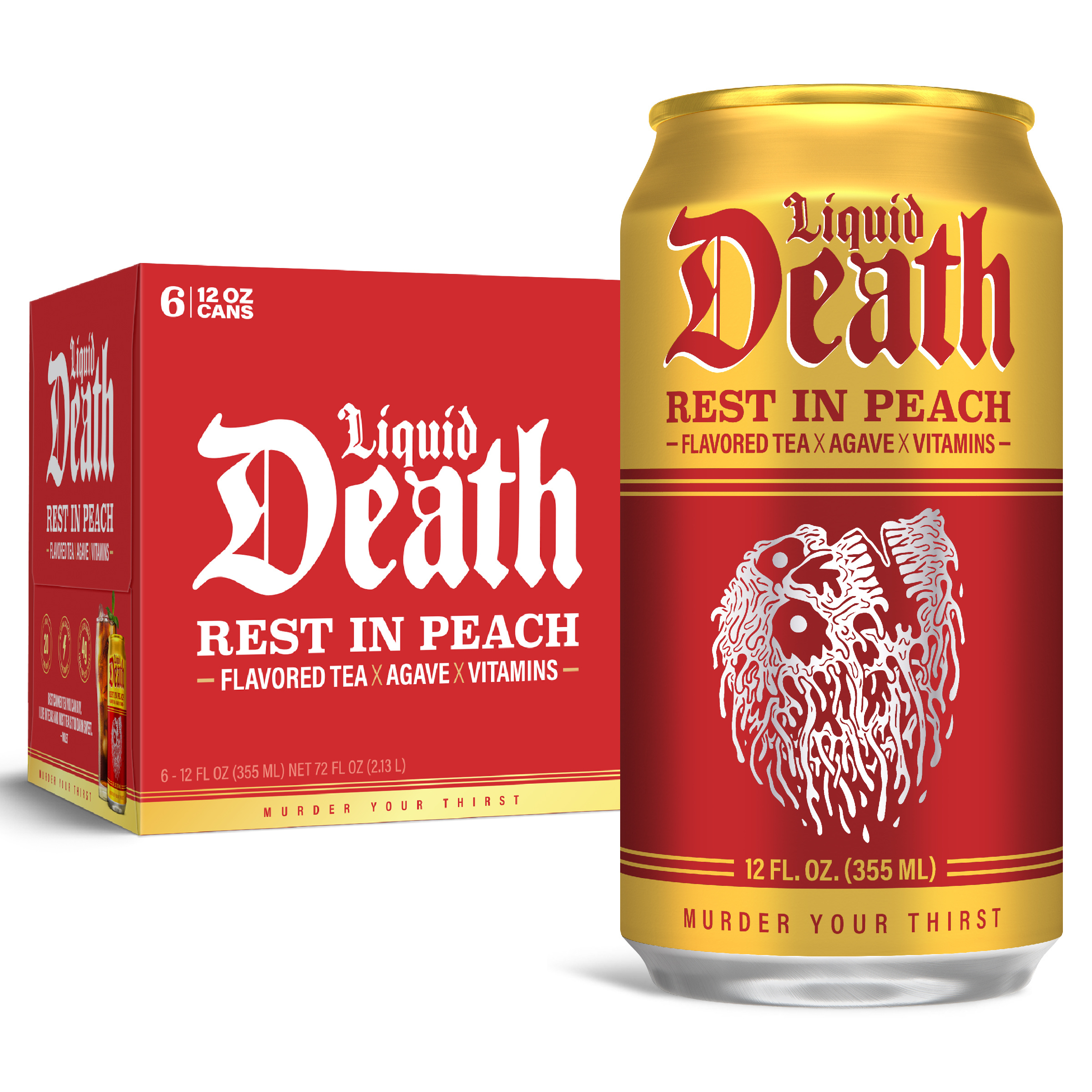 Liquid Death Iced Tea - Rest In Peach (Peach-Flavored Black Tea