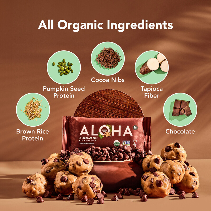 Aloha Protein Bars, Organic, Chocolate Chip Cookie Dough | Giant