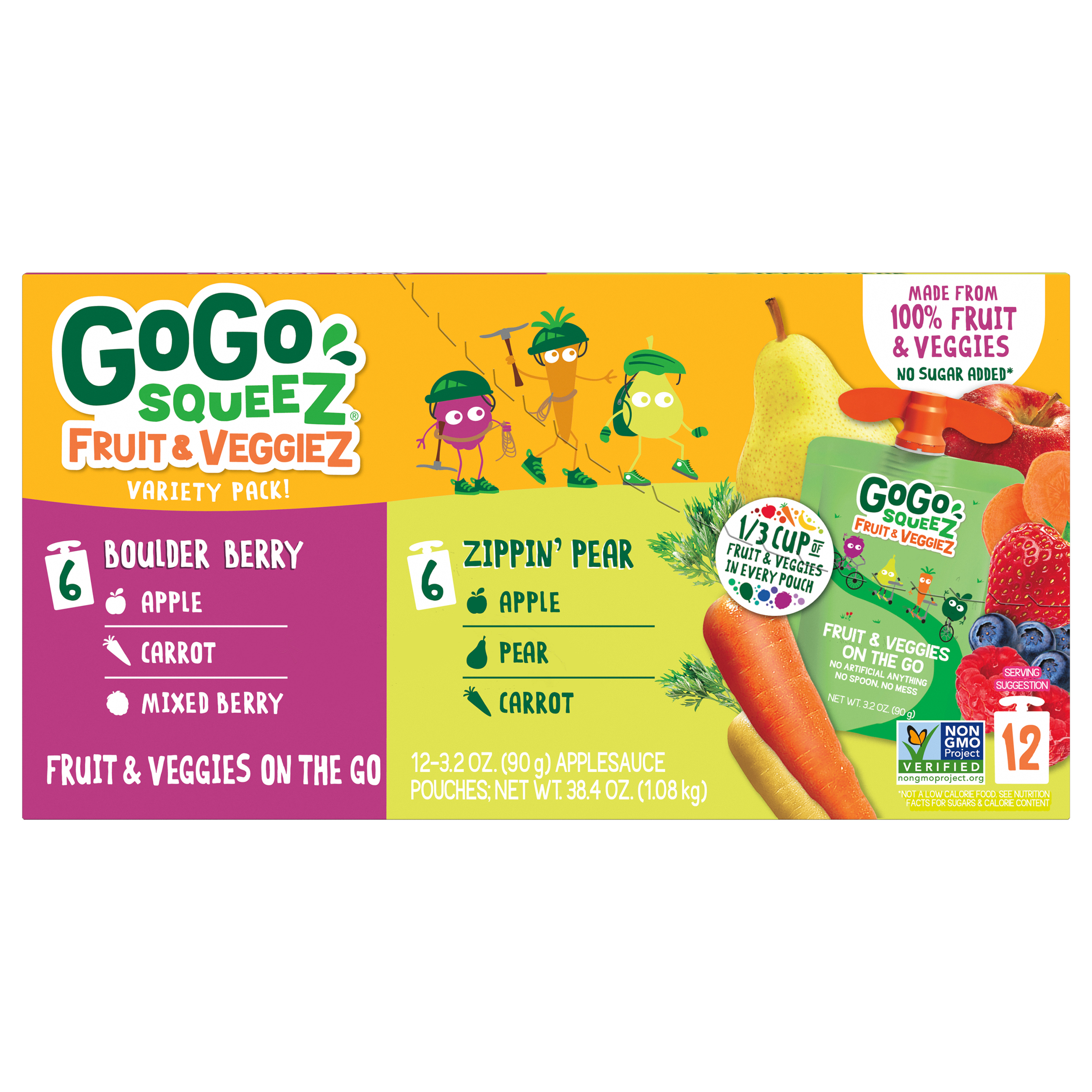 GoGo Squeez Fruit & Veggies Variety Pack, Zippin' Pear, Boulder